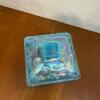 Blue Iridescent Glass Lidded Candy Dish with Grape Pattern - 3