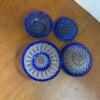 Pair of Cobalt Blue Pressed Glass Powder Jars - 3