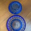 Pair of Cobalt Blue Pressed Glass Powder Jars - 4