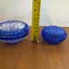 Pair of Cobalt Blue Pressed Glass Powder Jars - 6
