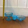 Trio of Blue Pressed Glass Pieces - 8