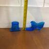 Blue Pressed Glass Shoe and Top Hat - 8