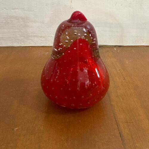 Red Art Glass Pear Paperweight