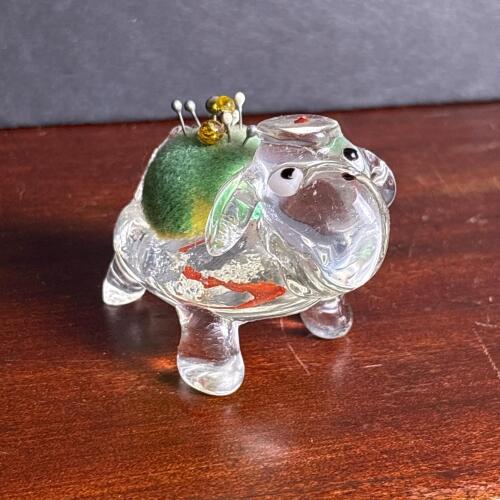 Vintage Glass Dog Pin Cushion