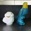 Avon Milk Glass Chick Container and Island Parakeet Cologne Bottle