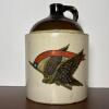 Stoneware Jug With Eagle Motif & Brown Top