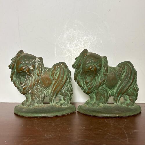 Cast Metal Pekingese Dog Bookends