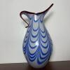 MCM Art Glass Pitcher With Blue and White Swirl Pattern