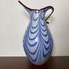 MCM Art Glass Pitcher With Blue and White Swirl Pattern - 6