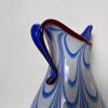 MCM Art Glass Pitcher With Blue and White Swirl Pattern - 7