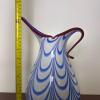 MCM Art Glass Pitcher With Blue and White Swirl Pattern - 9
