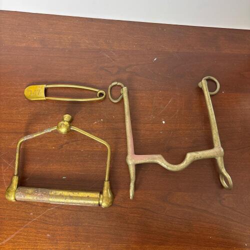 Vintage Brass Horse Curb Bit, Toilet Paper Holder, and Blanket Pin