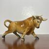 Glossy Brown Ceramic Bull Figurine