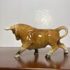 Glossy Brown Ceramic Bull Figurine - 2