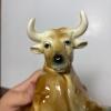 Glossy Brown Ceramic Bull Figurine - 5