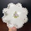Ruffled Edge Milk Glass Compote Bowl with Floral Motif - 3