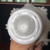 Ruffled Edge Milk Glass Compote Bowl with Floral Motif - 4