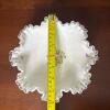 Ruffled Edge Milk Glass Compote Bowl with Floral Motif - 6