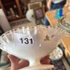 Ruffled Edge Milk Glass Compote Bowl with Floral Motif - 8