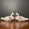 Pair of Ceramic Swan Trinket Dishes With Applied Roses