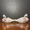Pair of Ceramic Swan Trinket Dishes With Applied Roses - 4