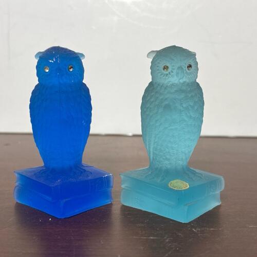 Pair of Vintage Westmoreland Glass Owl Figurines