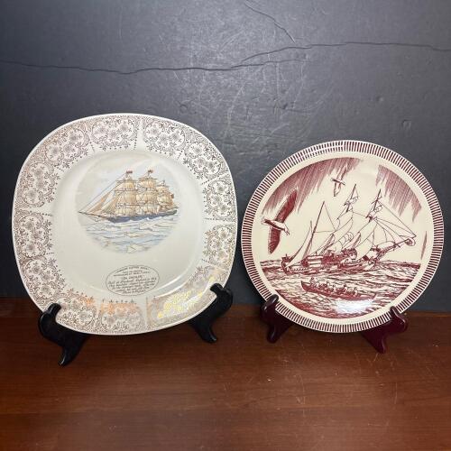Two Decorative Plates with Nautical Ship Scenes