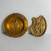 Brass Old Gold Cigarettes Ashtray and Shield-Shaped Brass Dish