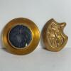 Brass Old Gold Cigarettes Ashtray and Shield-Shaped Brass Dish - 2