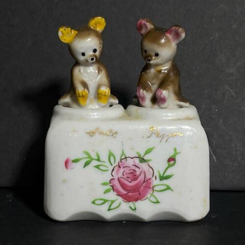 Bear Salt and Pepper Shakers with Hand-Painted Floral Design