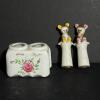 Bear Salt and Pepper Shakers with Hand-Painted Floral Design - 3