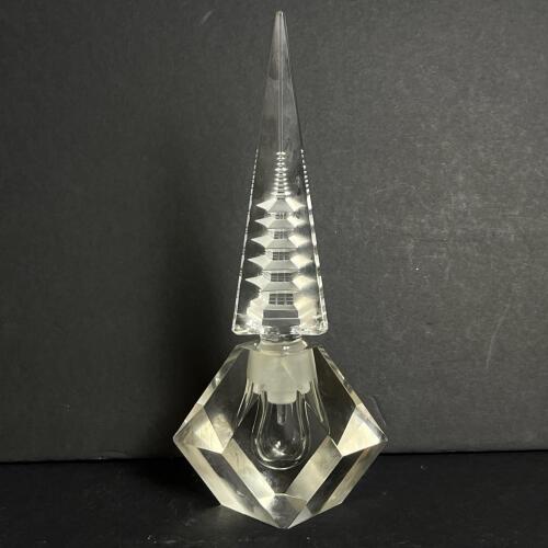Art Deco-Style Faceted Glass Perfume Bottle with Stopper