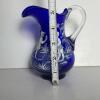 Cobalt Blue Glass Pitcher with Applied Handle and Enamel Decoration - 4