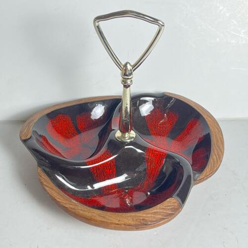 Mid-Century Modern Divided Serving Tray With Handle