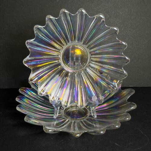 Iridescent Glass Daisy-Form Bowls