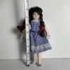 Porcelain Doll in Blue Gingham Dress with Pigtails - 3