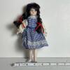 Porcelain Doll in Blue Gingham Dress with Pigtails - 4