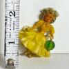 Small Handmade Yellow Dress Lady Brooch With Green Purse - 4