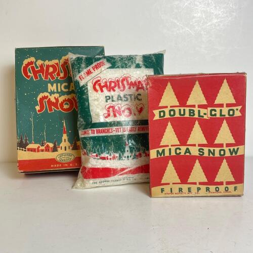 Vintage Christmas Mica and Plastic Snow Boxes