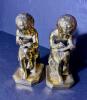 Pair of Brass Child Writing Bookends in Classical Style