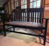 Arts and Crafts-Style Wooden Settee with Cut-Out Backrest