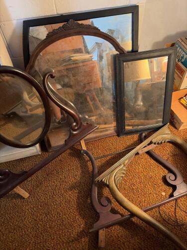 Antique-Style Wooden Framed Mirrors