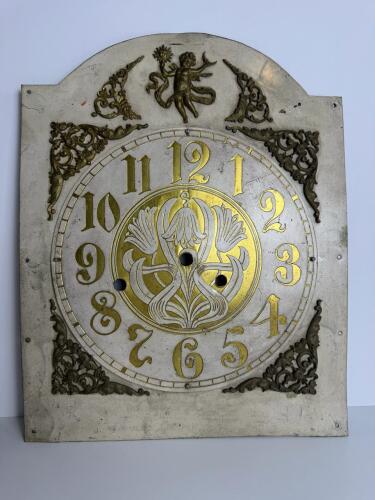 Art Nouveau-Style Brass and Silvered Metal Clock Face