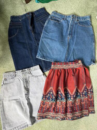 Vintage Womans Denim and Print Skirts Assortment