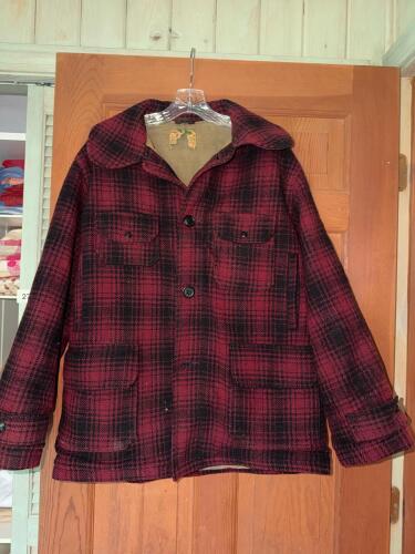 Vintage Wool Hunting Jacket in Red Plaid Pattern