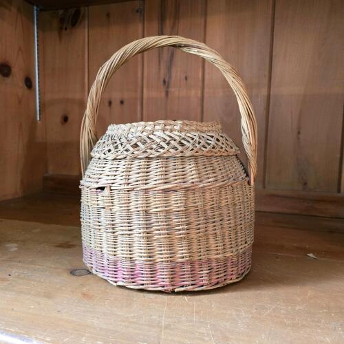 Wicker Basket With Woven Handle