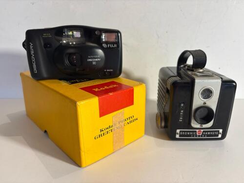 Fuji Discovery 90 Camera and Kodak Brownie Hawkeye Camera
