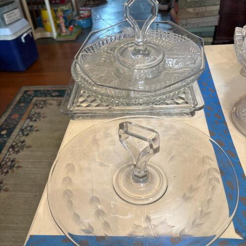 Pressed Glass Serving Dishes & Trays