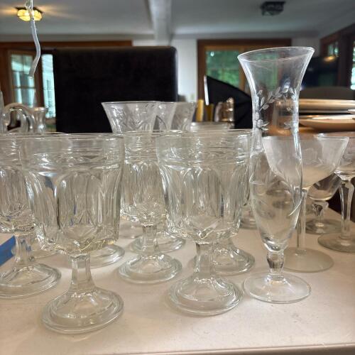 Assorted Pressed Glass Stemware