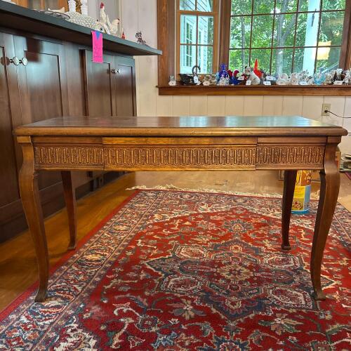 Carved Wood Coffee Table with Drawer
